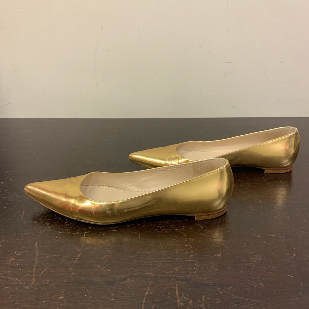 Oscar de La Renta gold flat shoe - Picture 3 of 7